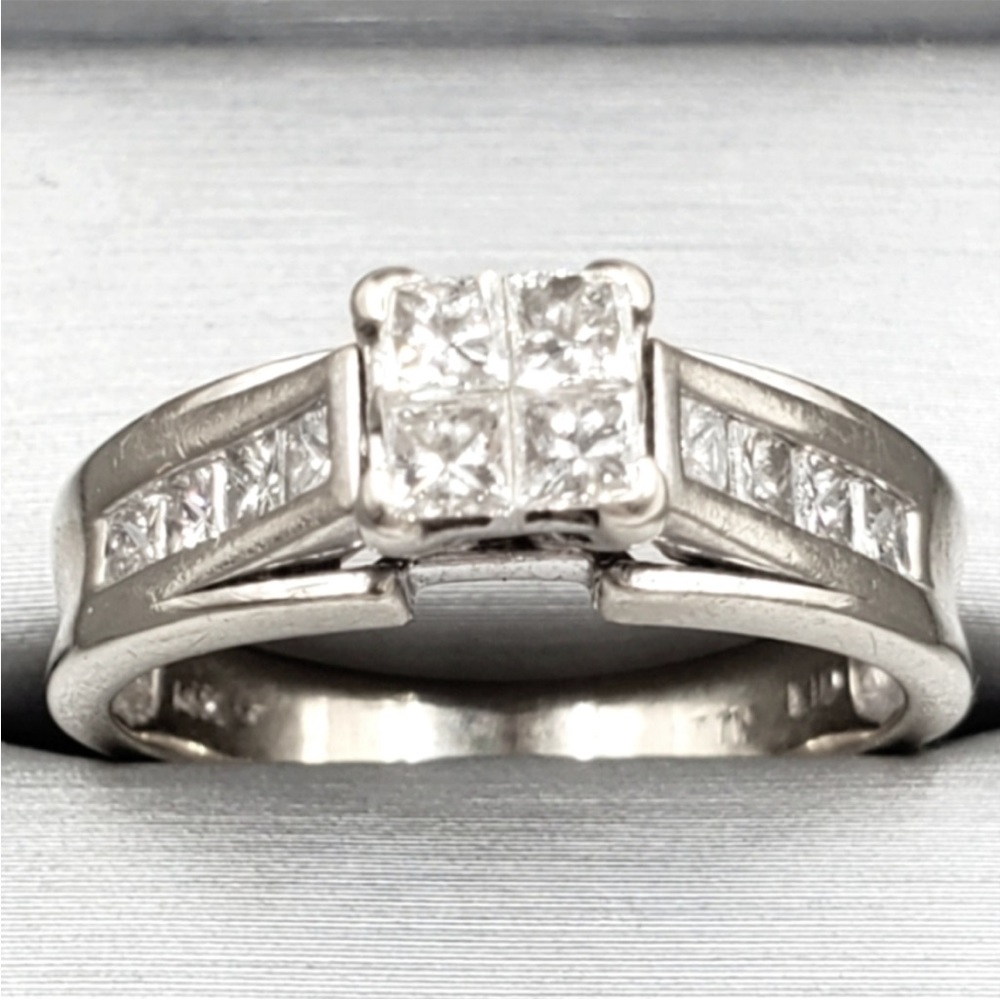14k Solid White Gold Genuine Diamond Ring